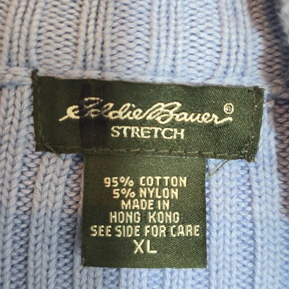 Vintage Eddie Bauer Cardigan Sweater Womens Size XL Blue Cable Knit Full Zip - Picture 6 of 6